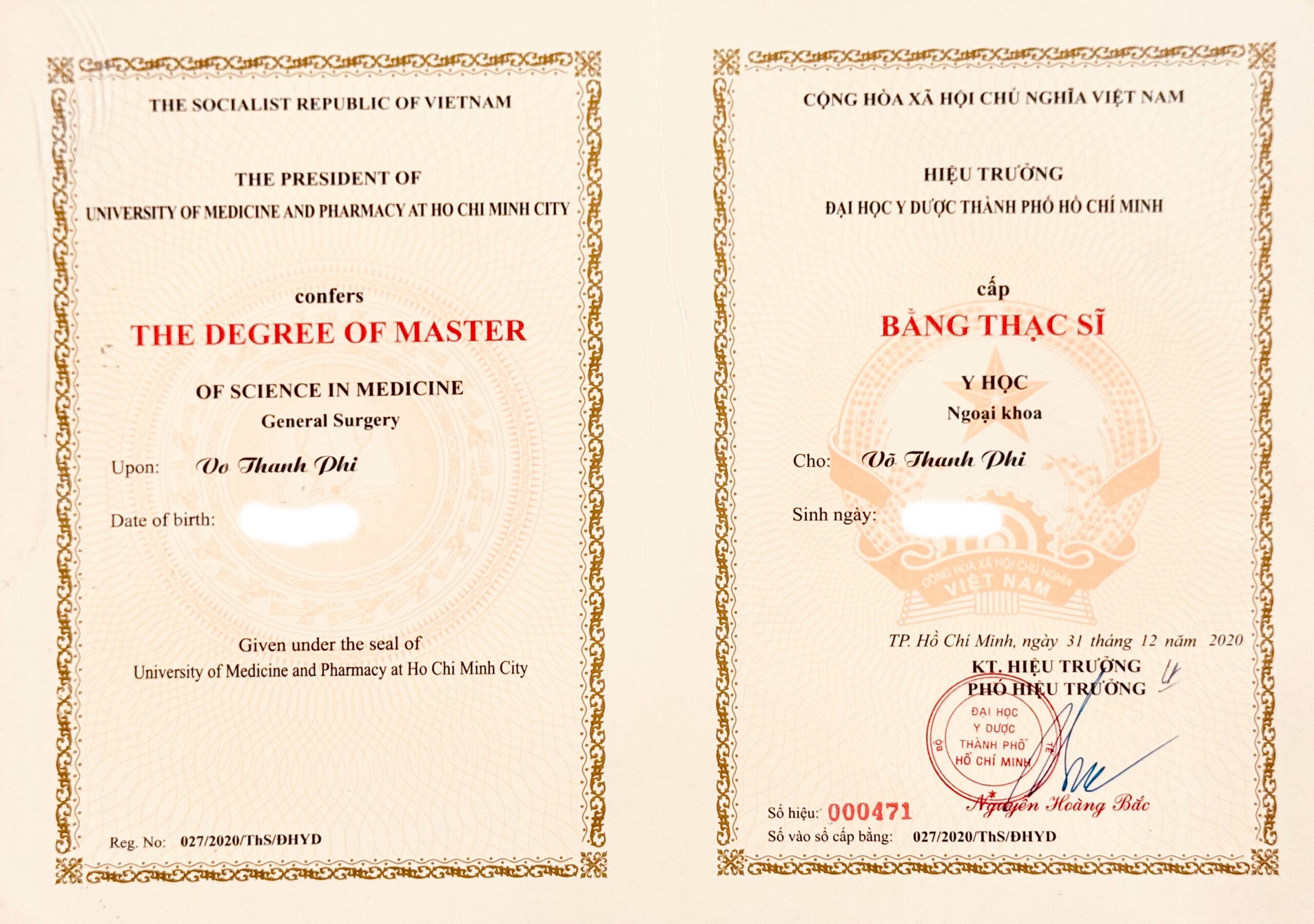 bằng Thạc sĩ Y ngoại khoa